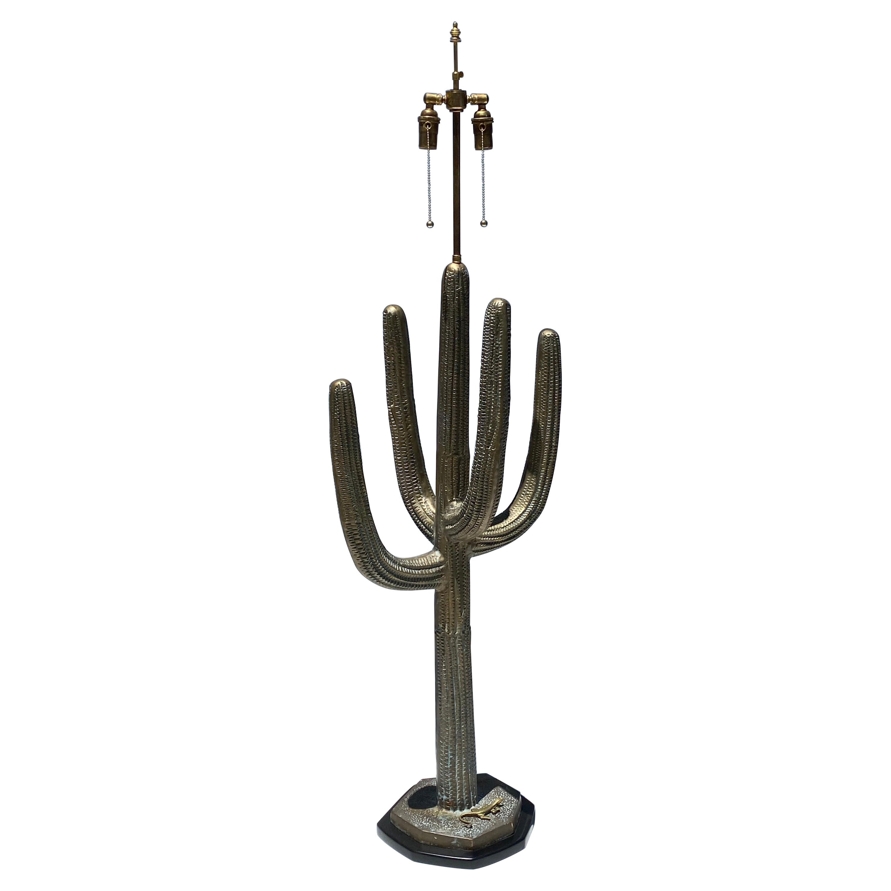Saguaro Cactus Skulptur / Stehlampe aus Messing