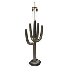 Retro Brass Saguaro Cactus Sculpture / Floor Lamp