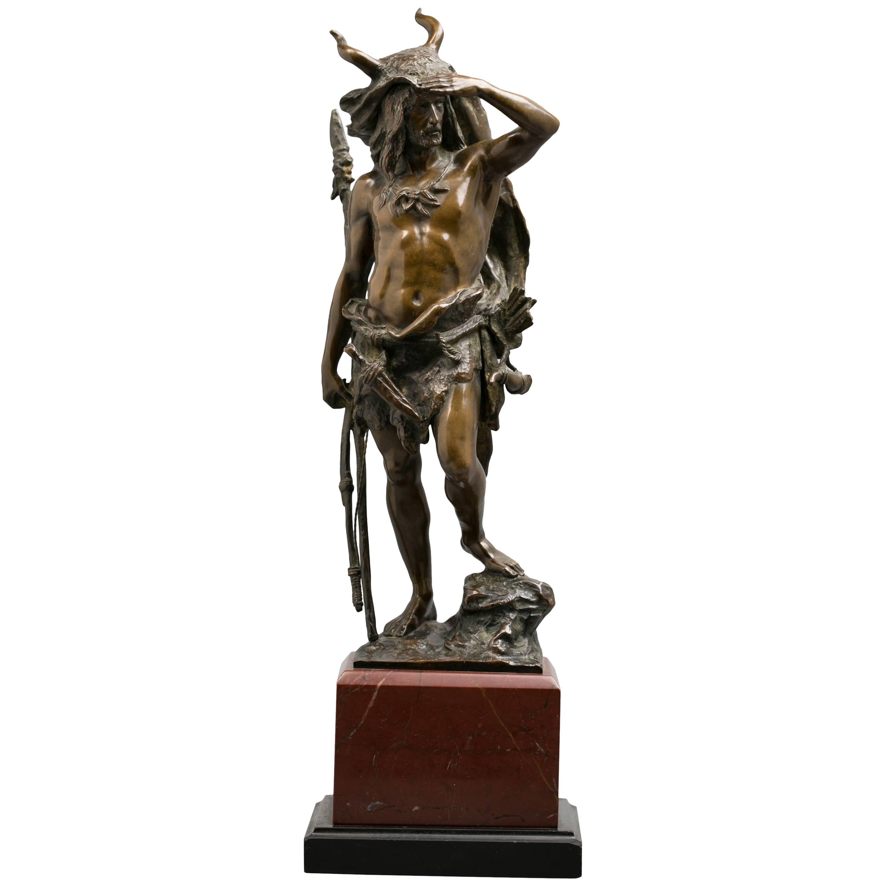 Figure en bronze d'un guerrier teutonique