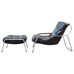 Vintage Zanotta Leather Lounge Chair Model Maggiolina Design 1947 by Marco Zanuso