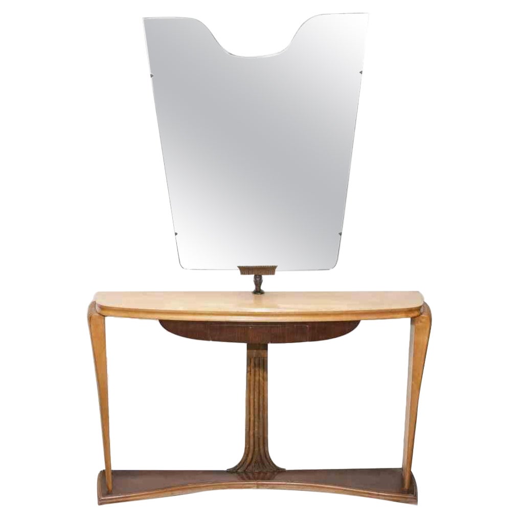 Vintage Consolle with Mirror by Osvaldo Borsani, 1950s For Sale