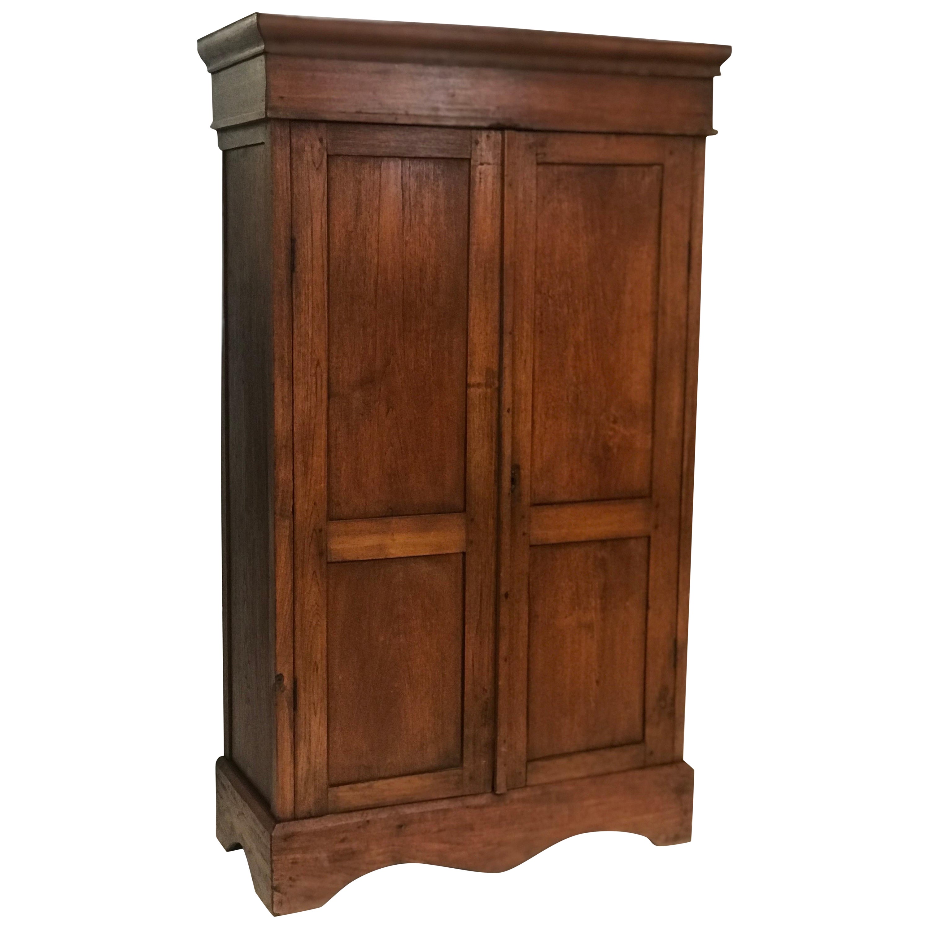 Rustic Late 19th Century French Oak Wardrobe Cabinet 