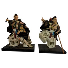 19th Century Japanese Samurai Plaster Figures