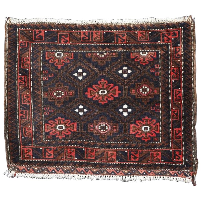 Antique Baluch Saddle Bag Face with 'Snowflake' Design For Sale