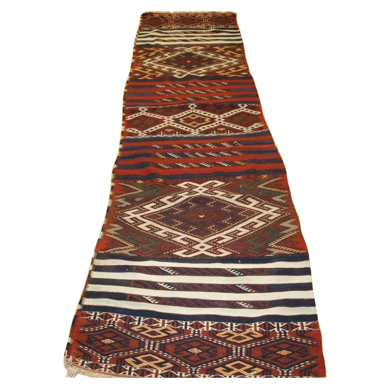 Antique Anatolian Kilim Runner from the Malayta Region of Turkey For Sale