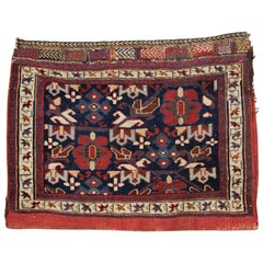 Antique Afshar Tribal Saddle Bag with Plain Weave Back