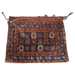 Antique Tribal Saddle Bag With Plain Weave Back