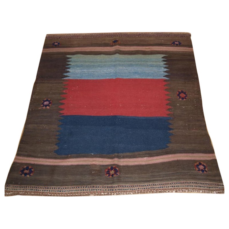 Antique Afshar Kilim Sofreh with Bold Design and Colour, circa 1900/20 For Sale