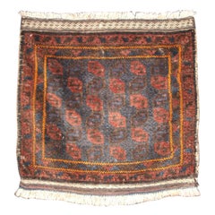 Ancienne face de sac à main de selle en forme de baluchon avec motif "Tile"