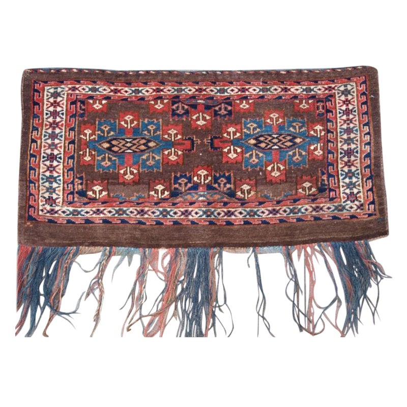 Antique Yomut Turkmen Torba with Kepse Gul Design For Sale