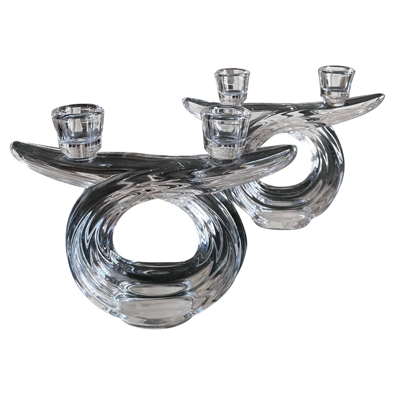 Pair of Crystal Candle Holders For Sale