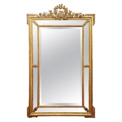 Napoleon III Period Giltwood Beveled Mirror with Parecloses