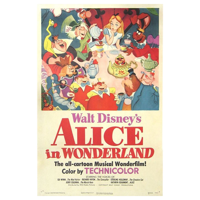 Alice in Wonderland, Unframed Poster, 1951 For Sale