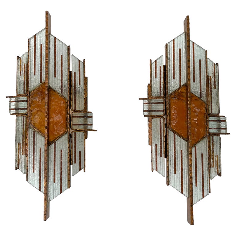 Applique murale en fer forgé à deux bras, décor ovale ajouré