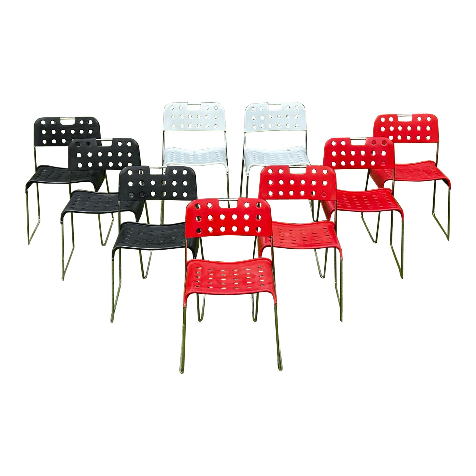 20 th CentuSet of 9 stackable chairs Omstak Rodney Kinsman for Bieffeplast, 1960 For Sale