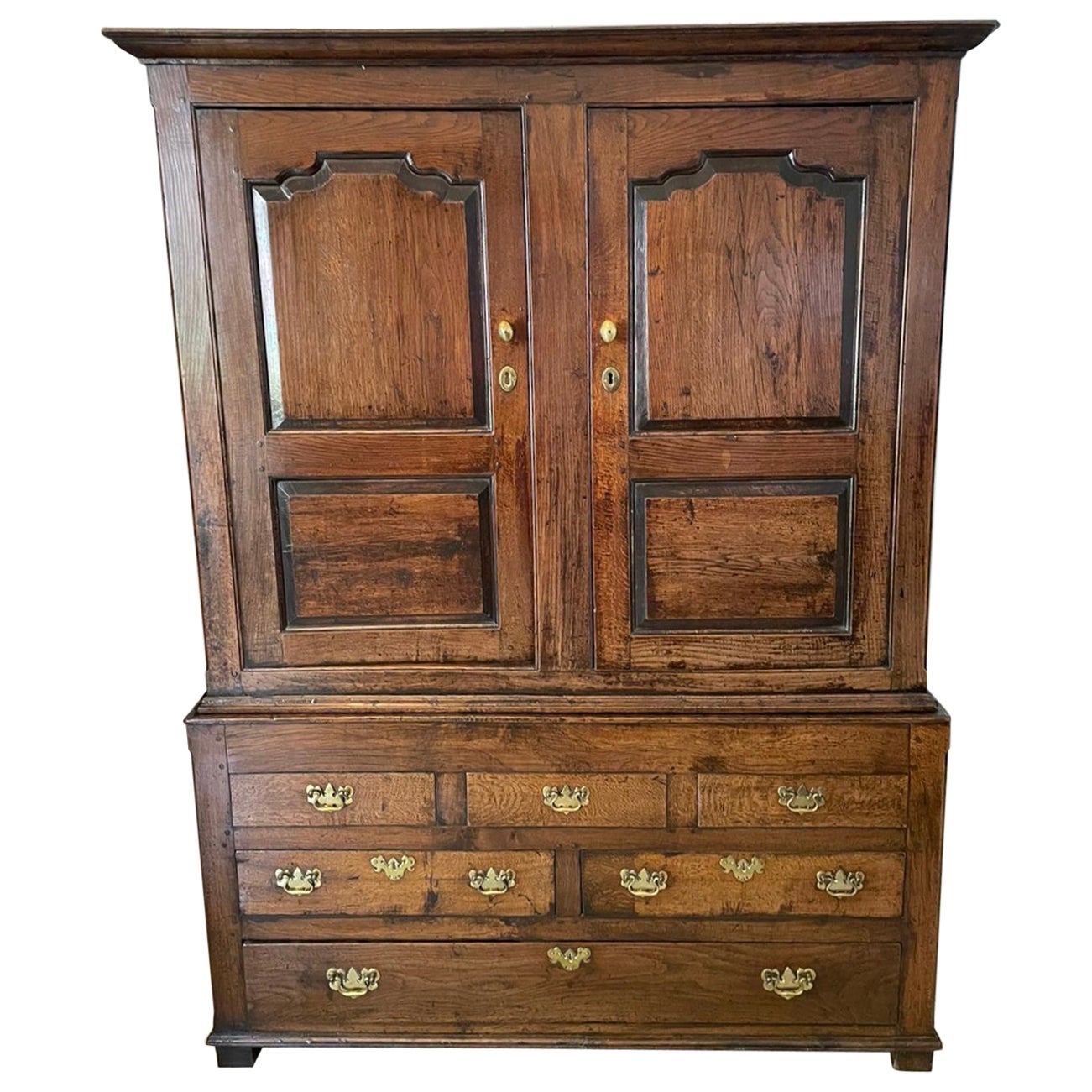 Antique George I Quality Oak Livery Cupboard For Sale