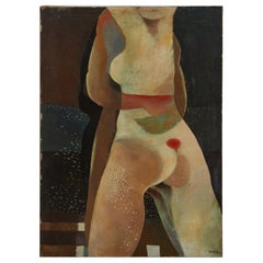 Mid Century Figural Painting on Canvas by Pierre Dessons '1936--', France 1970s