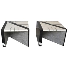 Pair of Postmodern Tessellated Stone Side Tables