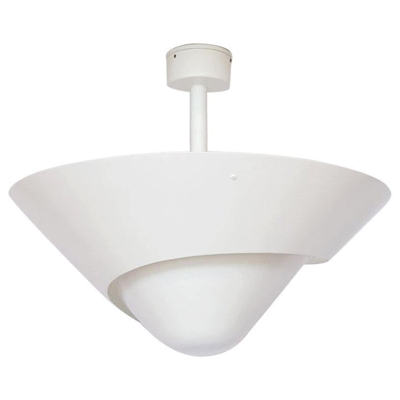 Serge Mouille - Small Snail Ceiling Lamp in White For Sale