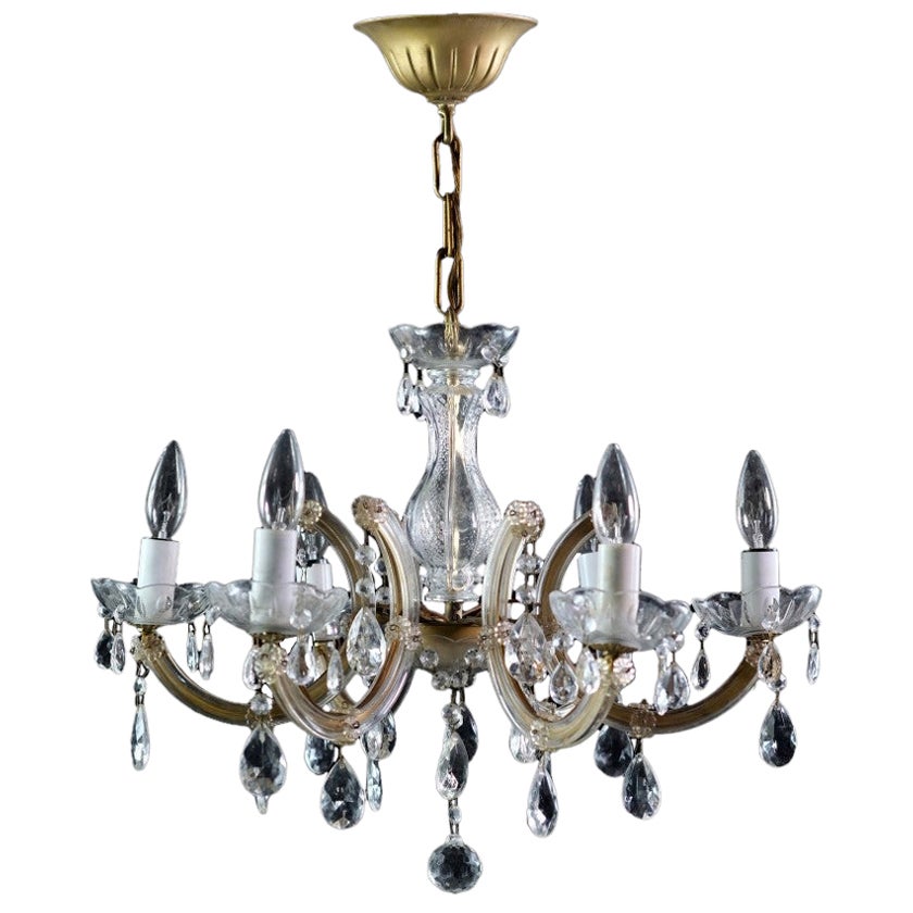 Marie Therese Chandelier w/ Brass and Crystals 6 Arms