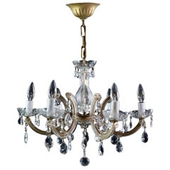 Vintage Marie Therese Chandelier w/ Brass and Crystals 6 Arms