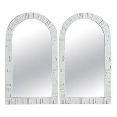 Pair of White Wooden Framed Mirrors in the Style of Louise Nevelson