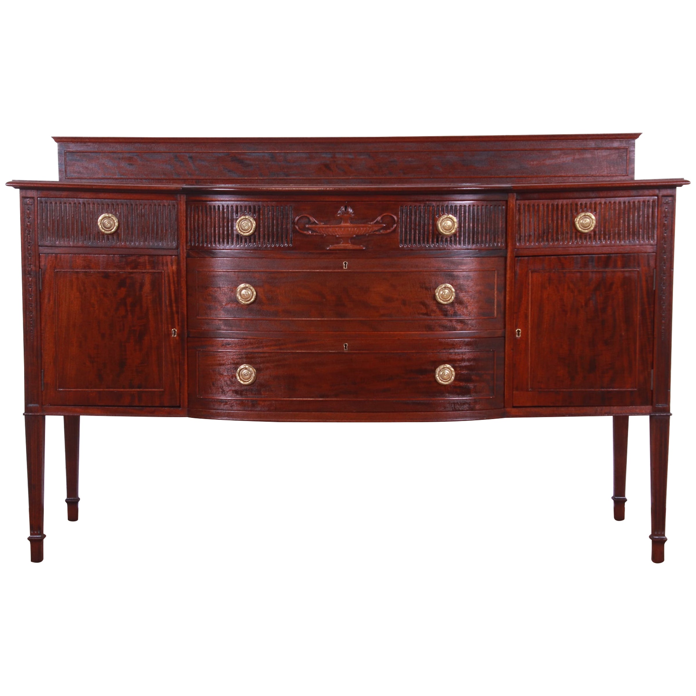 Antique French Regency Louis XVI Style Carved Mahogany Sideboard or Bar Cabinet For Sale