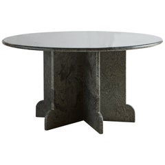 Vintage Round Green Granite Dining Table, 20th Century