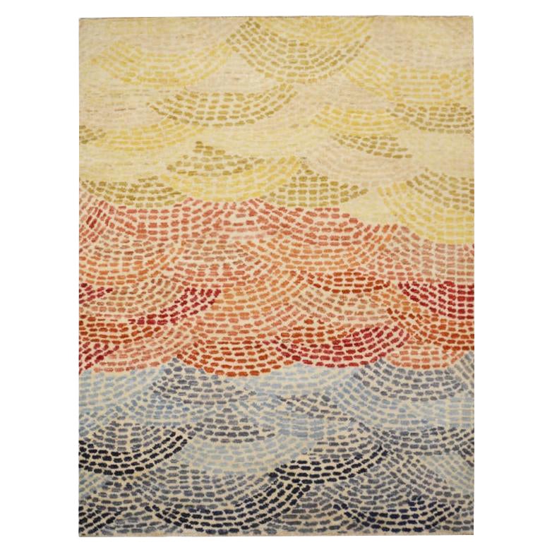 Contemporary Abstract Handmade Silk and Wool Rug. 1.50 X 0.90 m