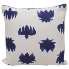 Contemporary Pillow in Linen and Flower Print