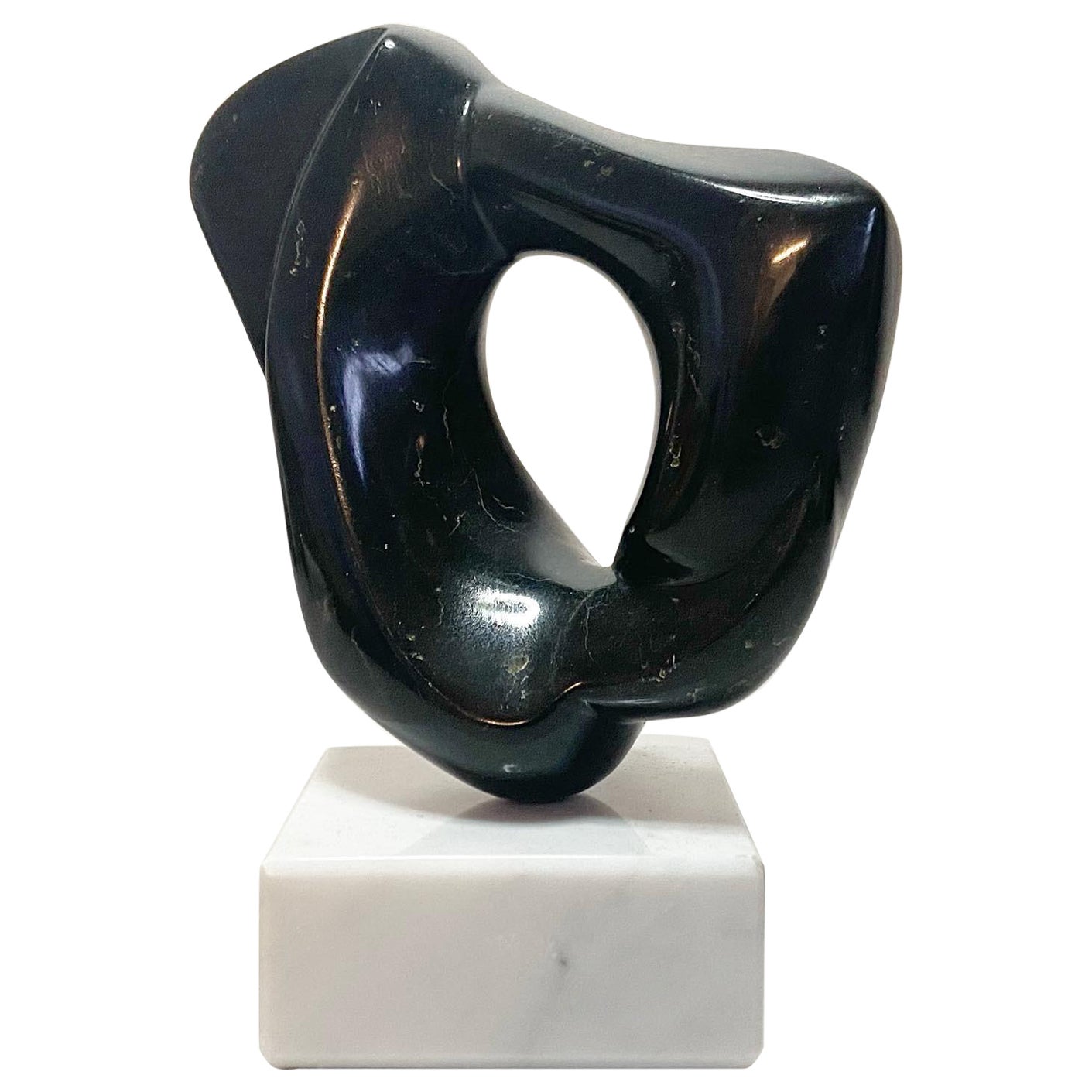 Abstract Black Polished Marble Sculpture
