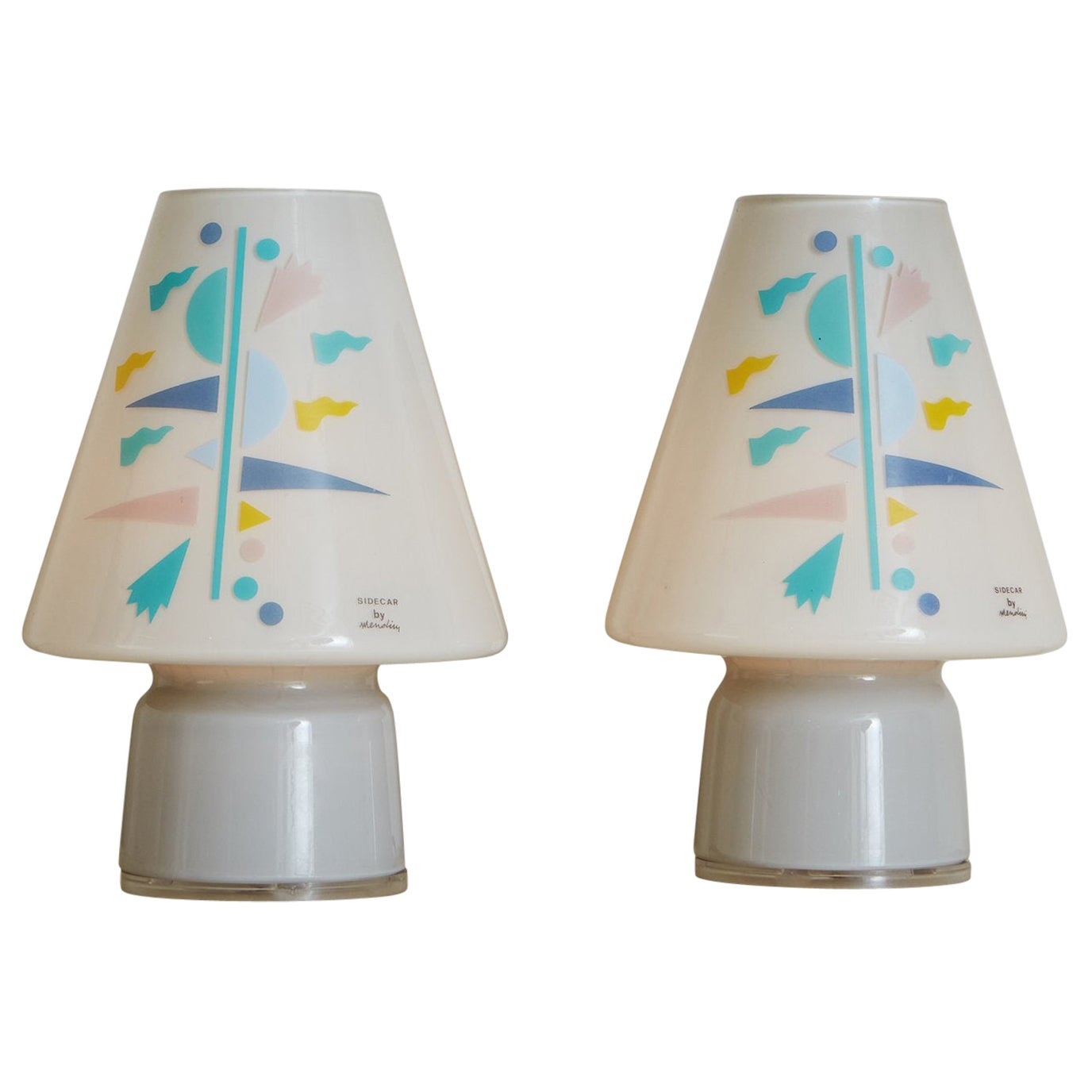 Pair of Glass Sidecar Lamps by Alessandro Mendini for Artemide, France, 1980s
