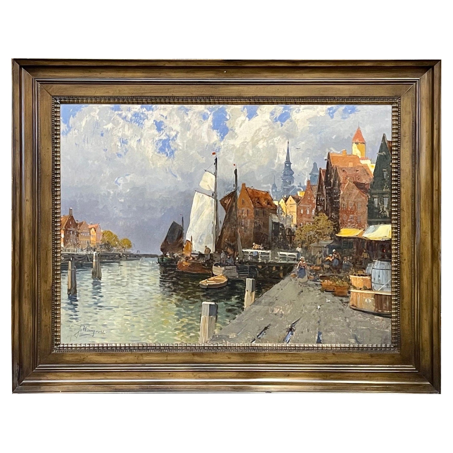 Antique Austrian Oil on Canvas Painting by Artist Hans Johann Wagner For Sale