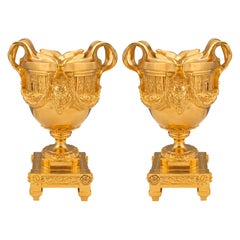 Pair of French 19th Century Louis XVI St. Ormolu Vases