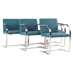 Knoll BRNO Flat Bar Chrome and Fabric Chairs, Set of 6