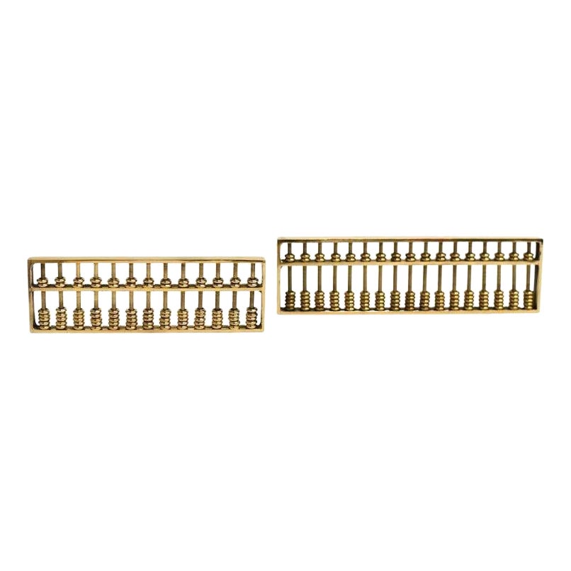 Chinese Abacus Solid Brass Set of Two For Sale