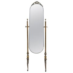 Oval Brass Floor Mirror
