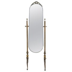 Vintage Oval Brass Floor Mirror