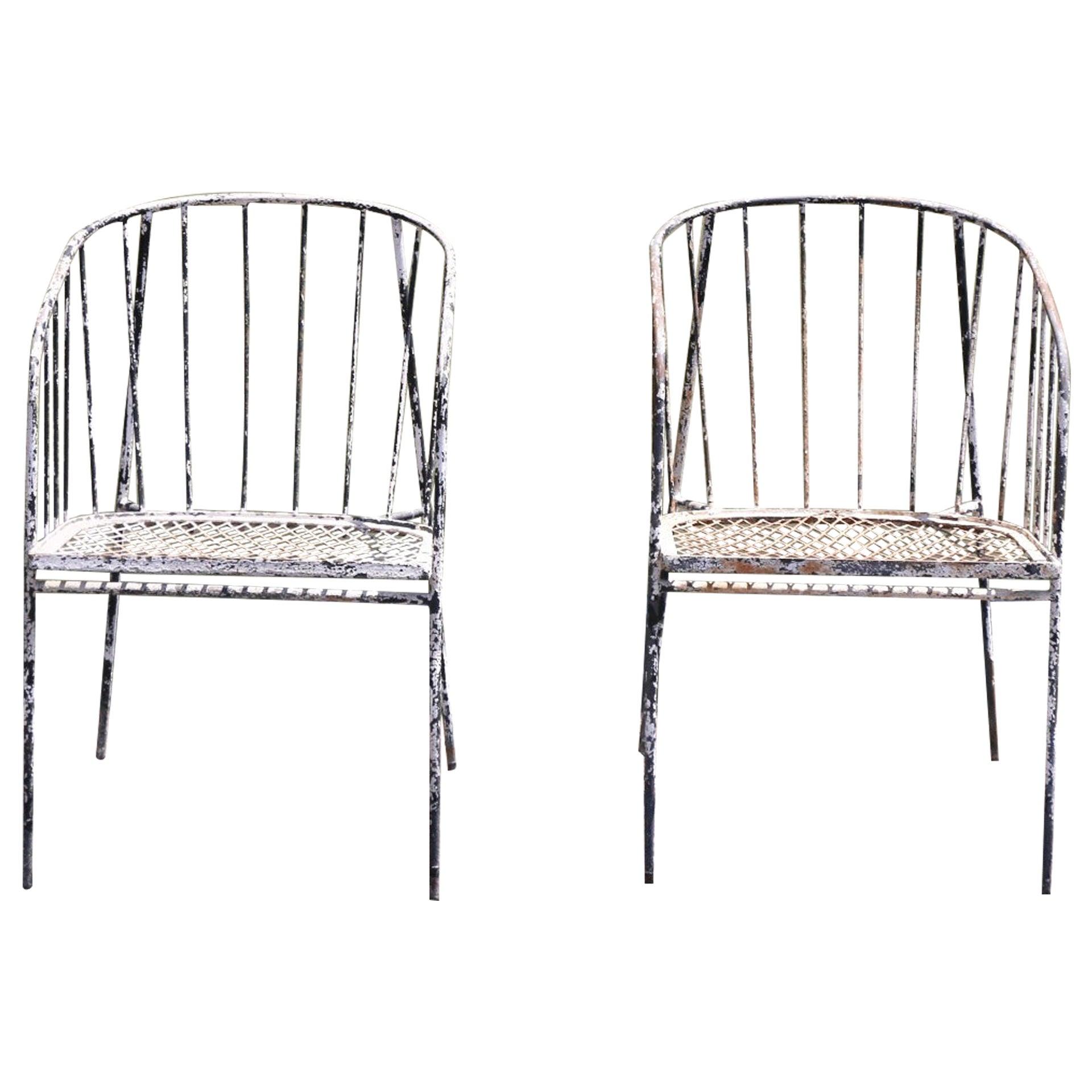 Vintage Iron Paul McCobb Style Arm Chairs For Sale