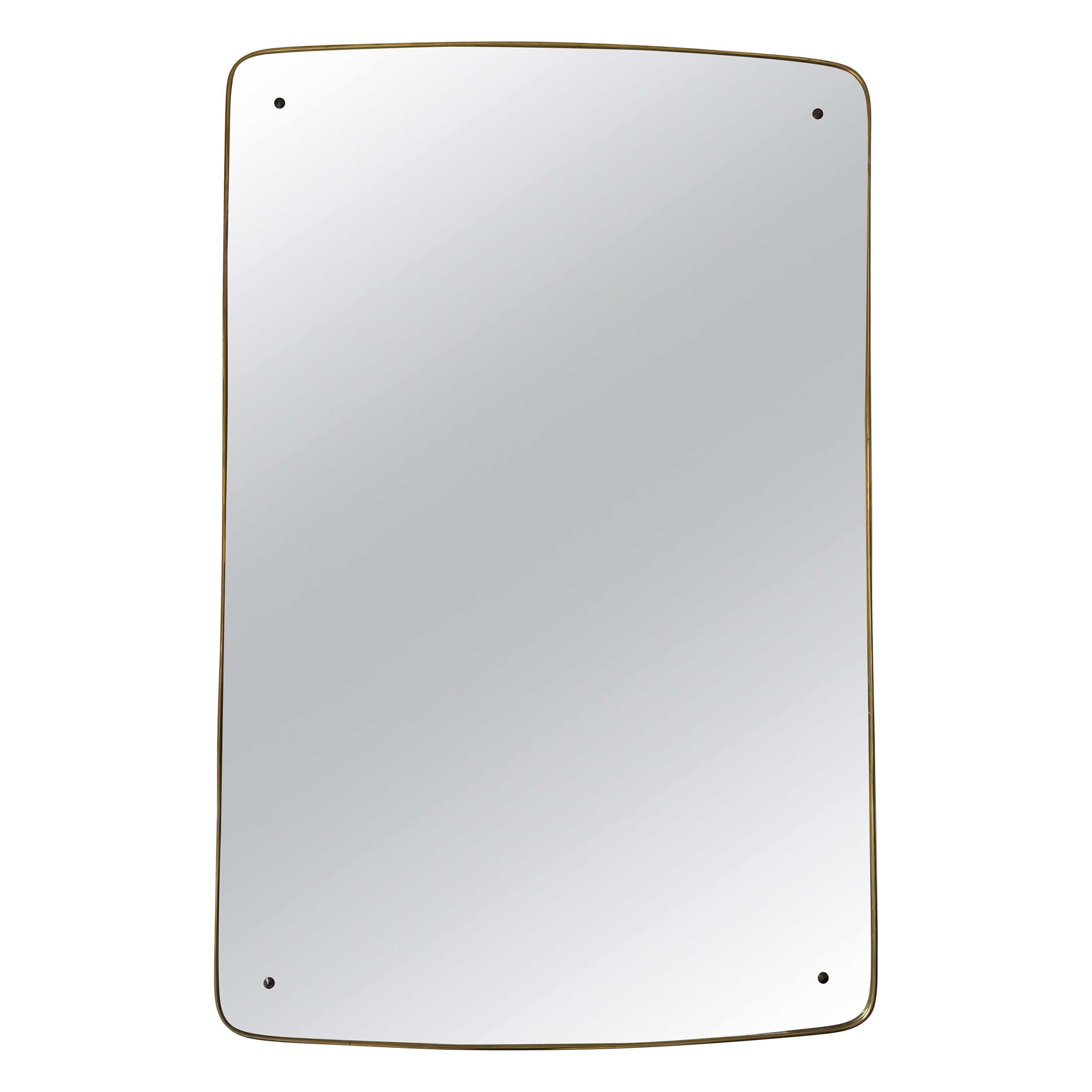 Large French Mid Century Brass Framed Mirror For Sale at 1stDibs