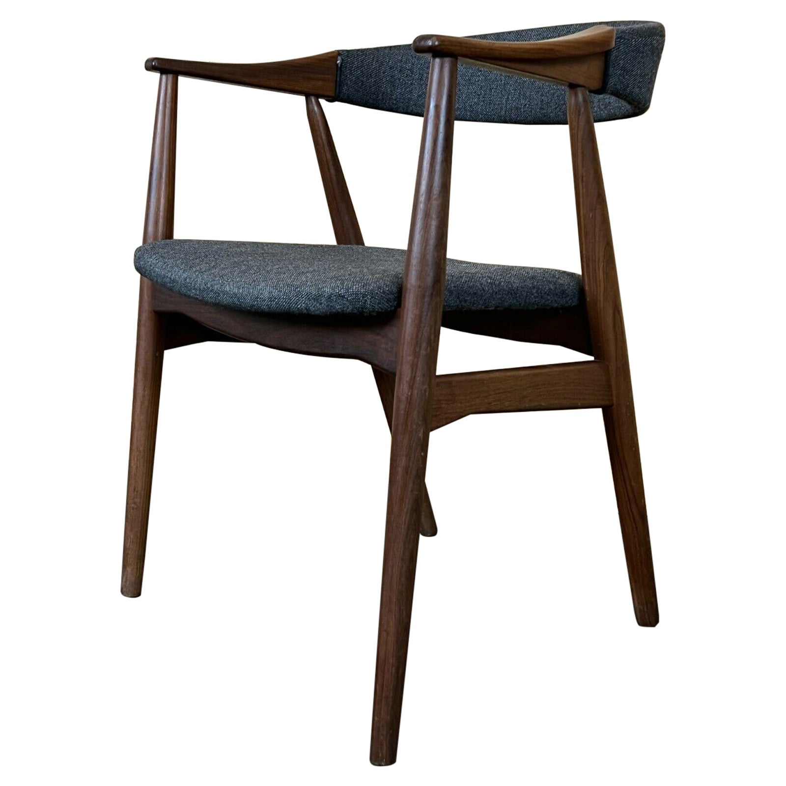 60s 70s Teak Armchair Desk Chair Th. Harlev for Farstrup For Sale