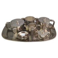 Extensive Silver Plated Gio Ponti Coffee and Tea Set on a Tray, Arthur Krupp