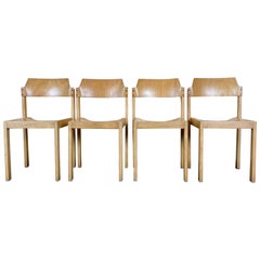 4x 70s 80s Wooden Chair Chairs Floppy Furniture Stacking Chairs Design