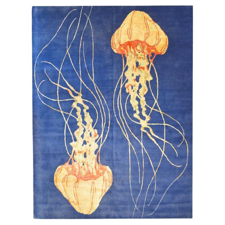 Abstract Rug, Silk and Wool For Sale at 1stDibs