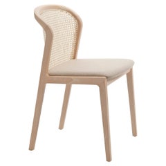 6 Vienna Chair in Beech Wood and Straw, Beige Padded Seat 100% Made in Italy