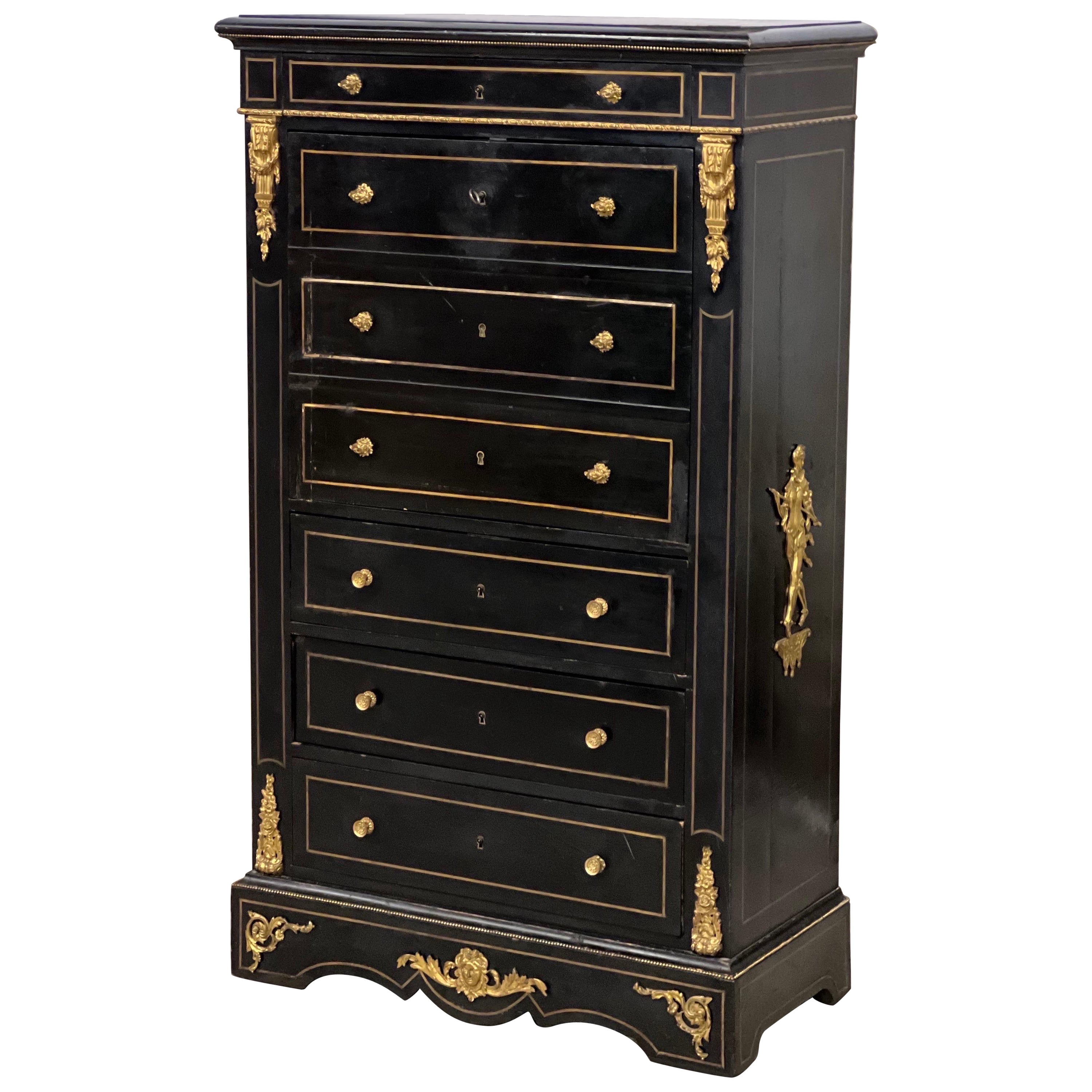 19th Century Napoleon III Secretaire á Abattant Designed as a Semainier