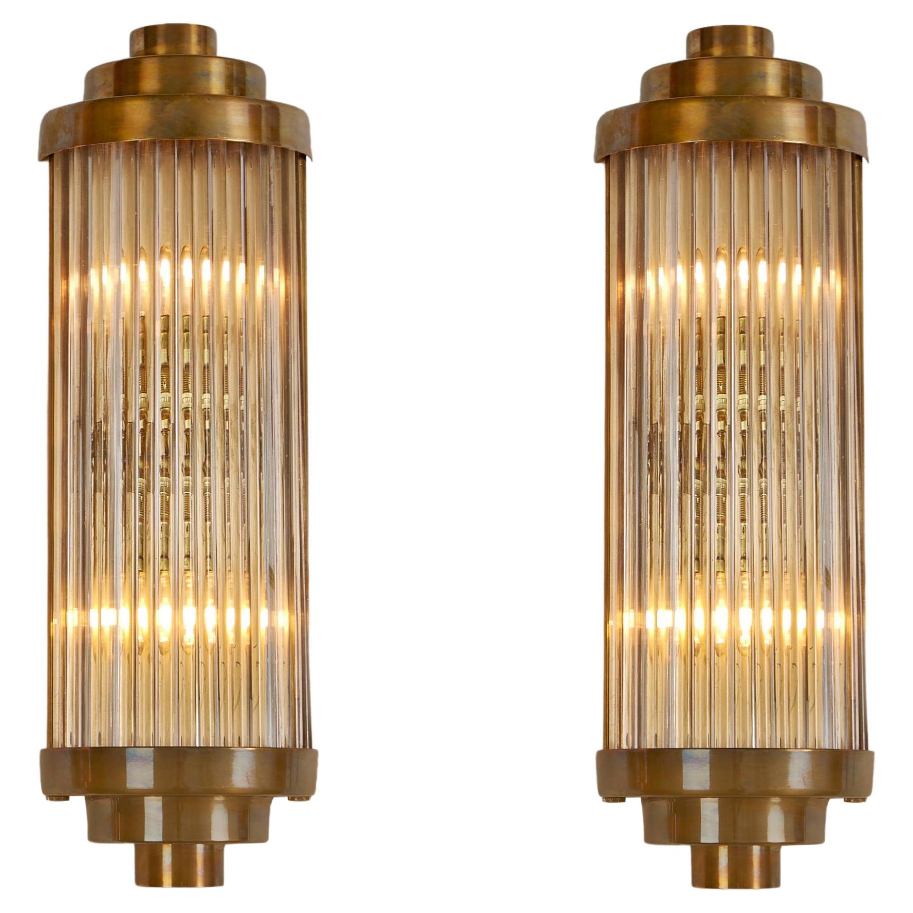 Pair of Medium Italian Brass Ravello Wall Lights with 3 Tier Detail
