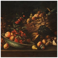 20th Century Oil on Canvas French Painting Still Life with Fruits, 1960