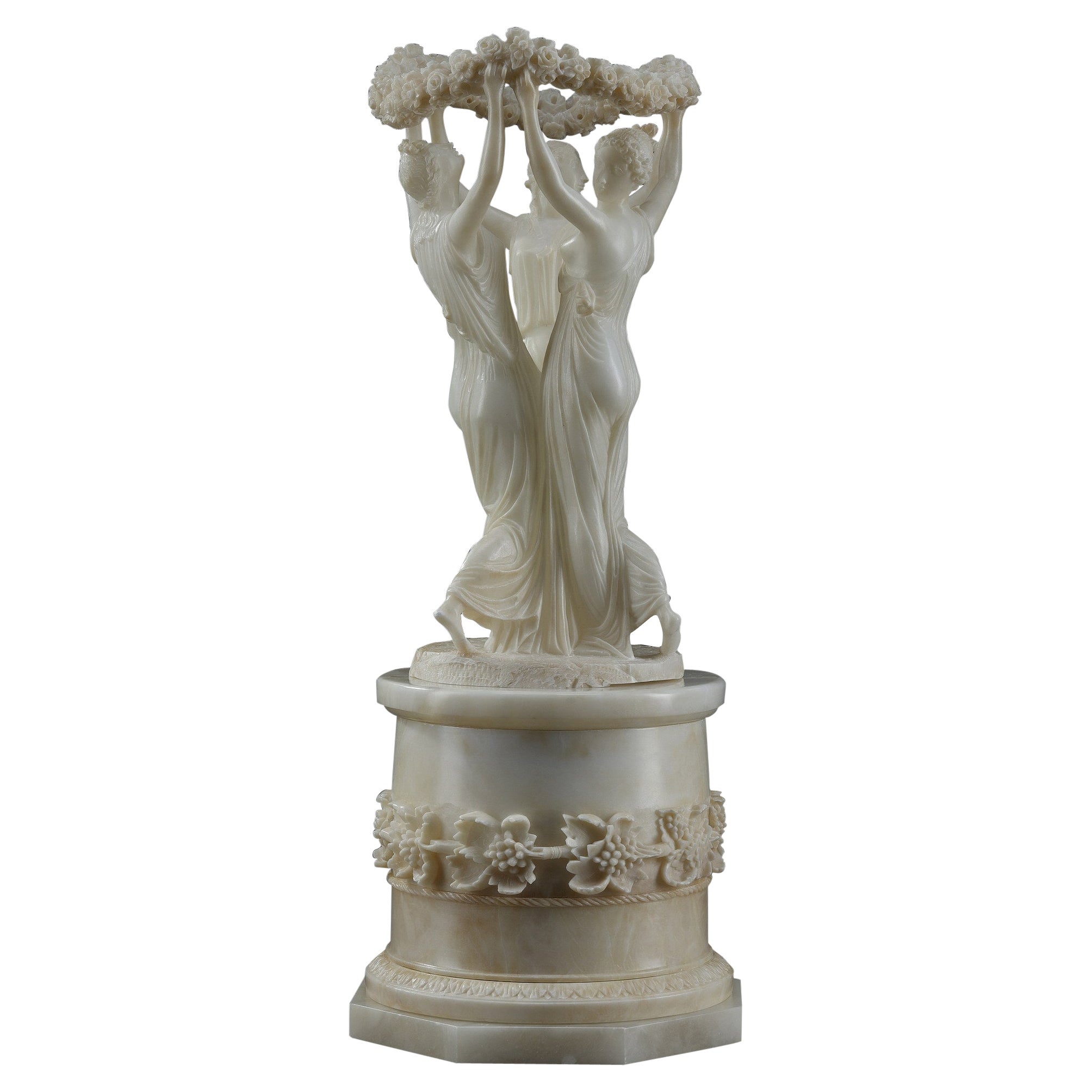 ""Die drei Grazien" Alabaster-Skulptur, toskanisches Werk