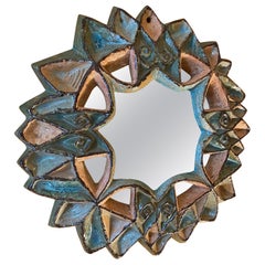 Ceramic Mirror by Roland Zobel, Atelier Les Cyclades, Anduze, France, 1960s